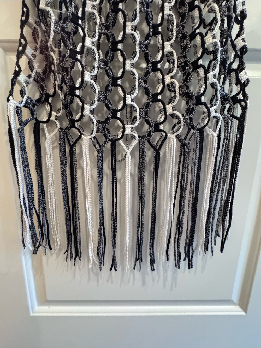 NBD Black and White Crochet Fringe Maxi Dress Cover-up - Picture 2 of 7